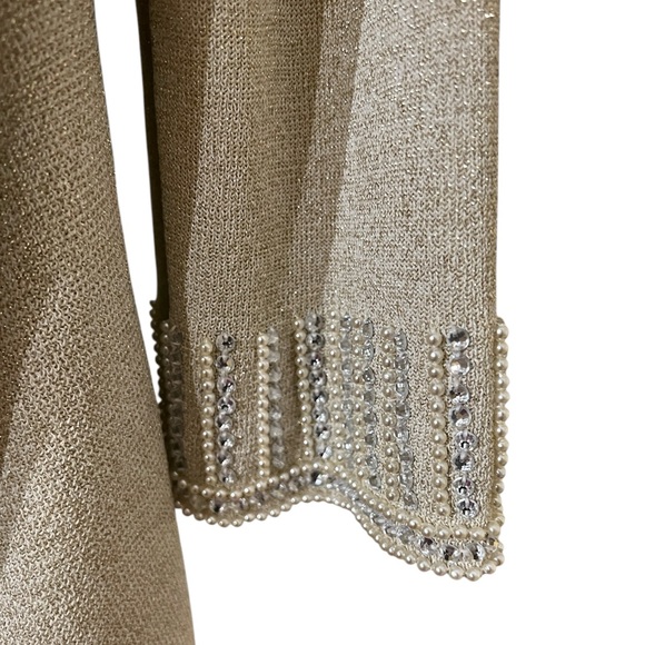 Metallic Sweater Set with Beading Carmen Marc Valvo Collection Size L - Picture 4 of 10